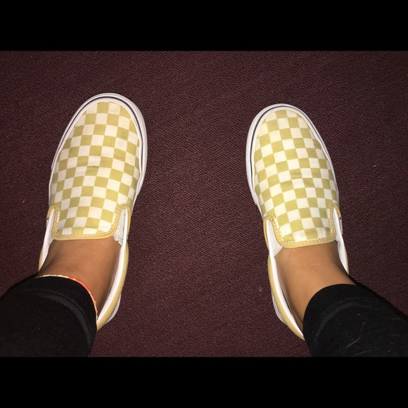 yellow checkered vans womens 8.5